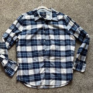 American Eagle Outfitters Navy and White Plaid Shirt
